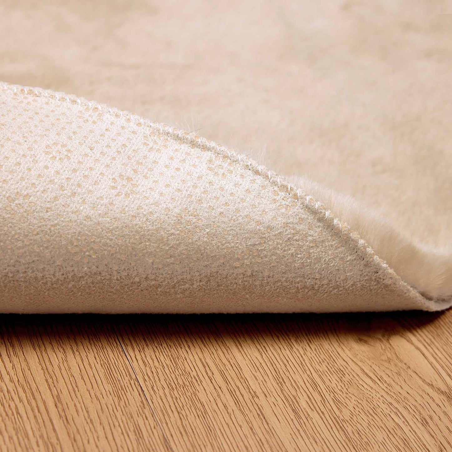 Skridsikker tæppe af kunstig kaninpels OLITE Gråbrun Ø 80 cm