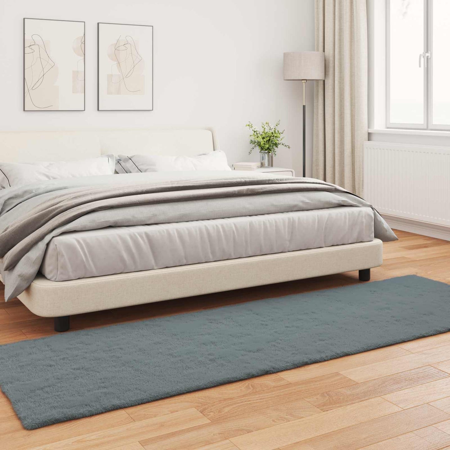 Skridsikker tæppe af kunstig kaninpels OLITE Antracit Polyester