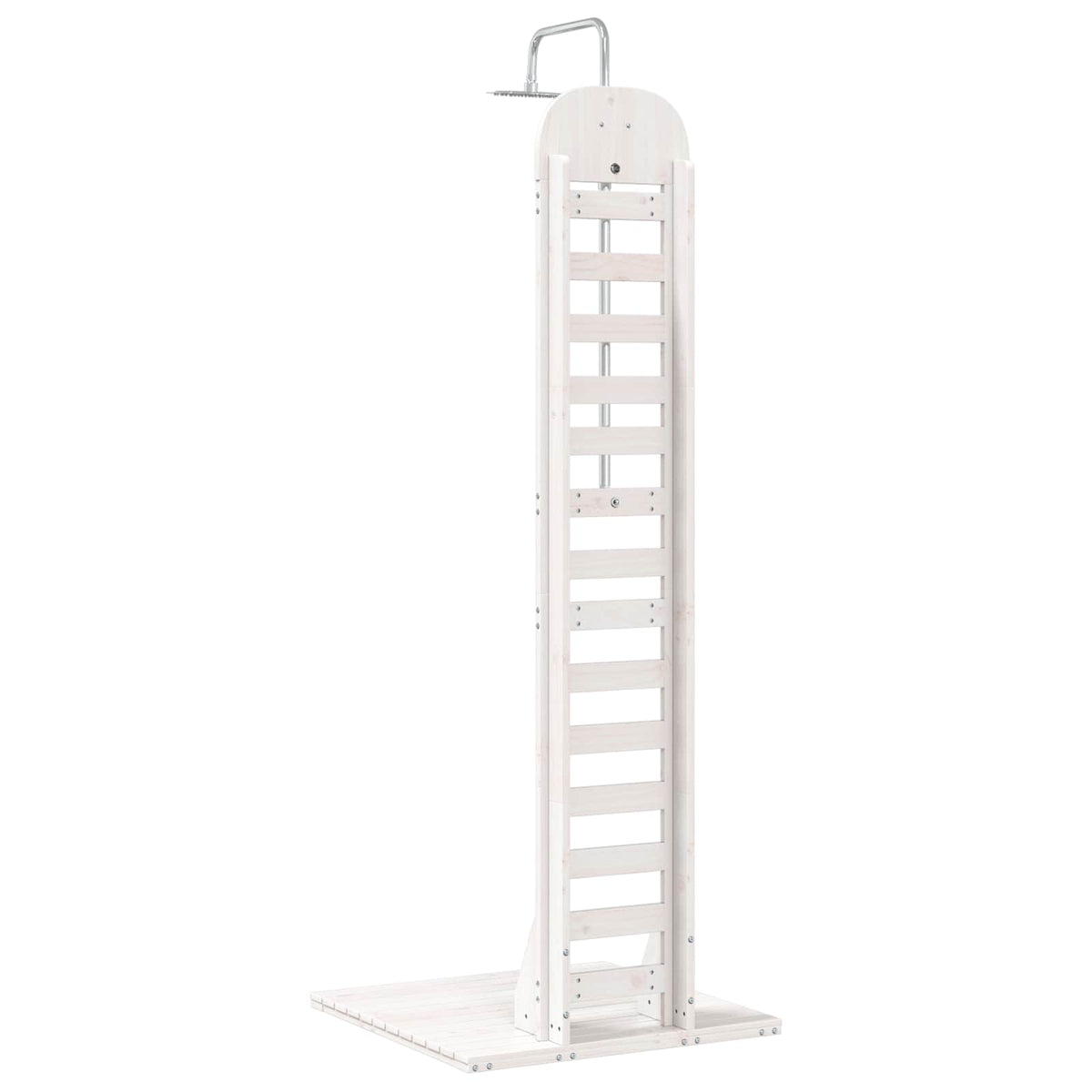 Udendørs bruser 223 cm Massivt fyrretræ og rustfrit stål Hvid