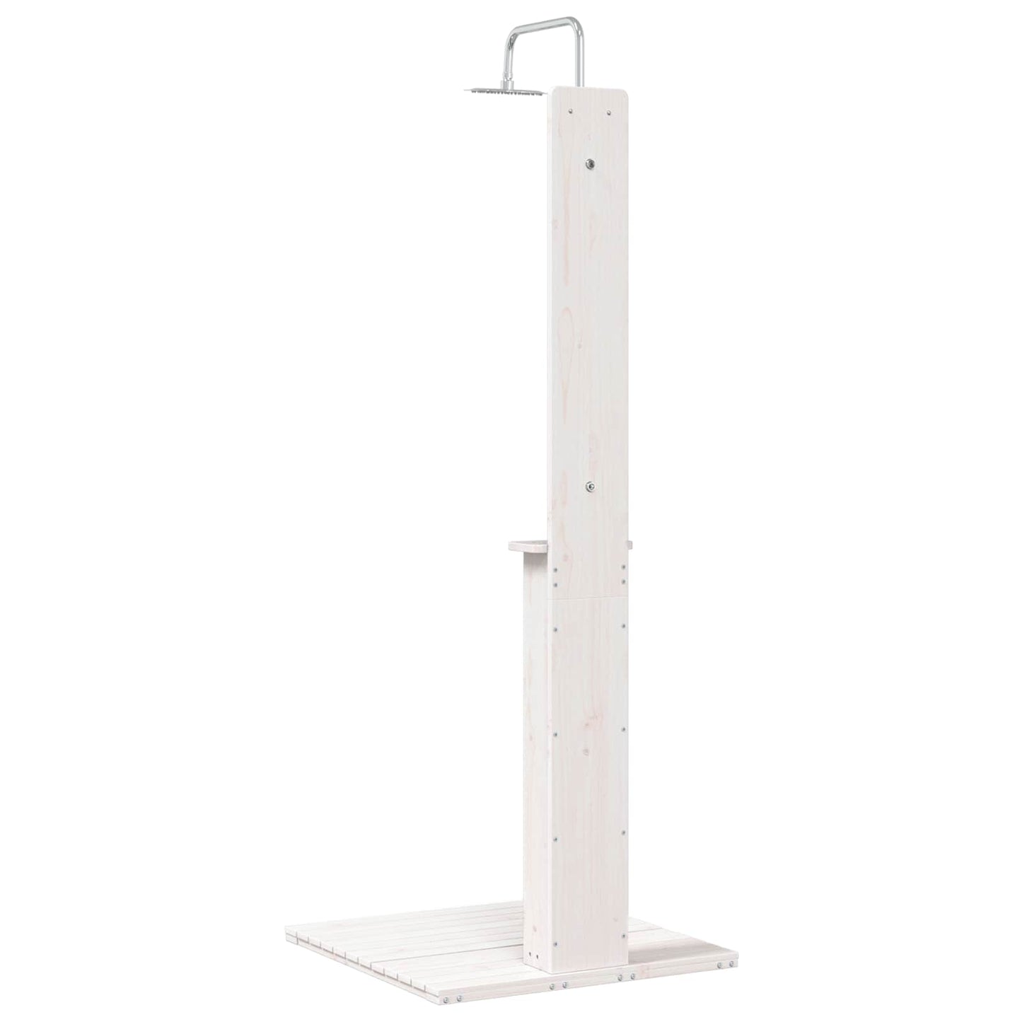 Udendørs bruser 206 cm Massivt fyrretræ og rustfrit stål Hvid