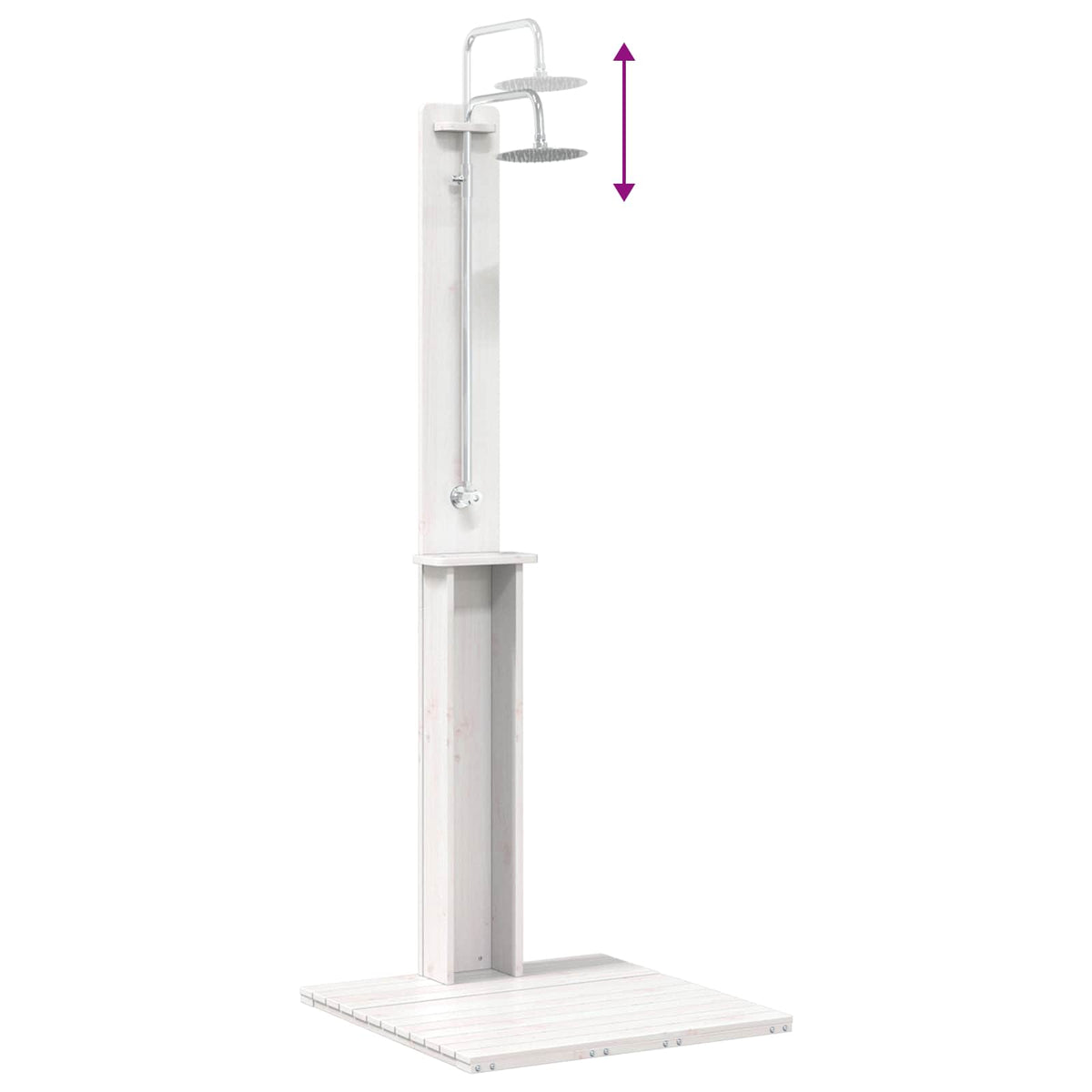 Udendørs bruser 206 cm Massivt fyrretræ og rustfrit stål Hvid