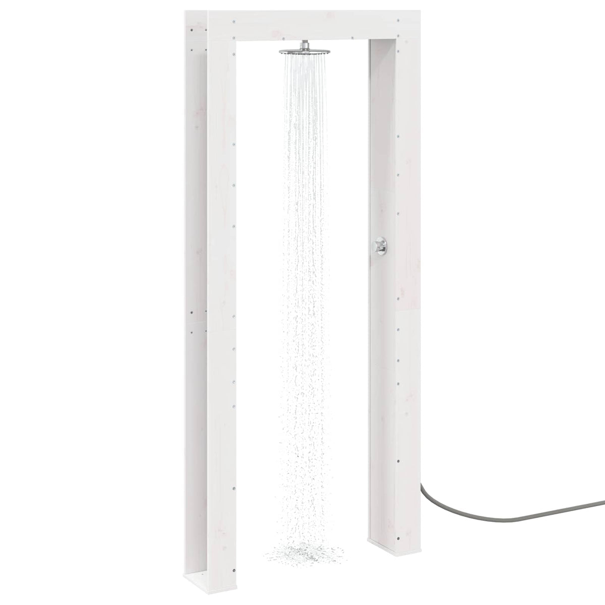 Udendørs bruser 226 cm Massivt fyrretræ og rustfrit stål Hvid