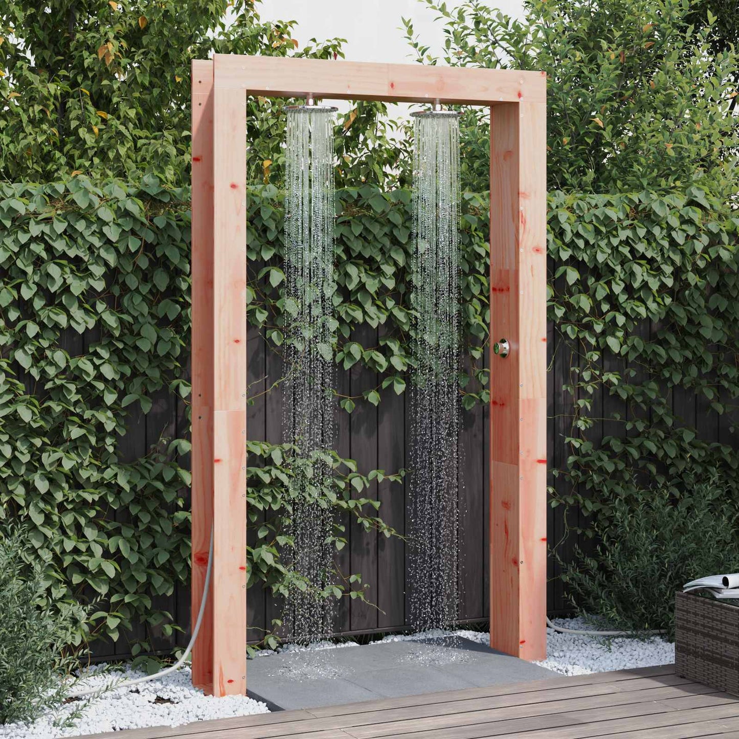 Udendørs bruser 226 cm Massiv Douglas træ og rustfrit stål