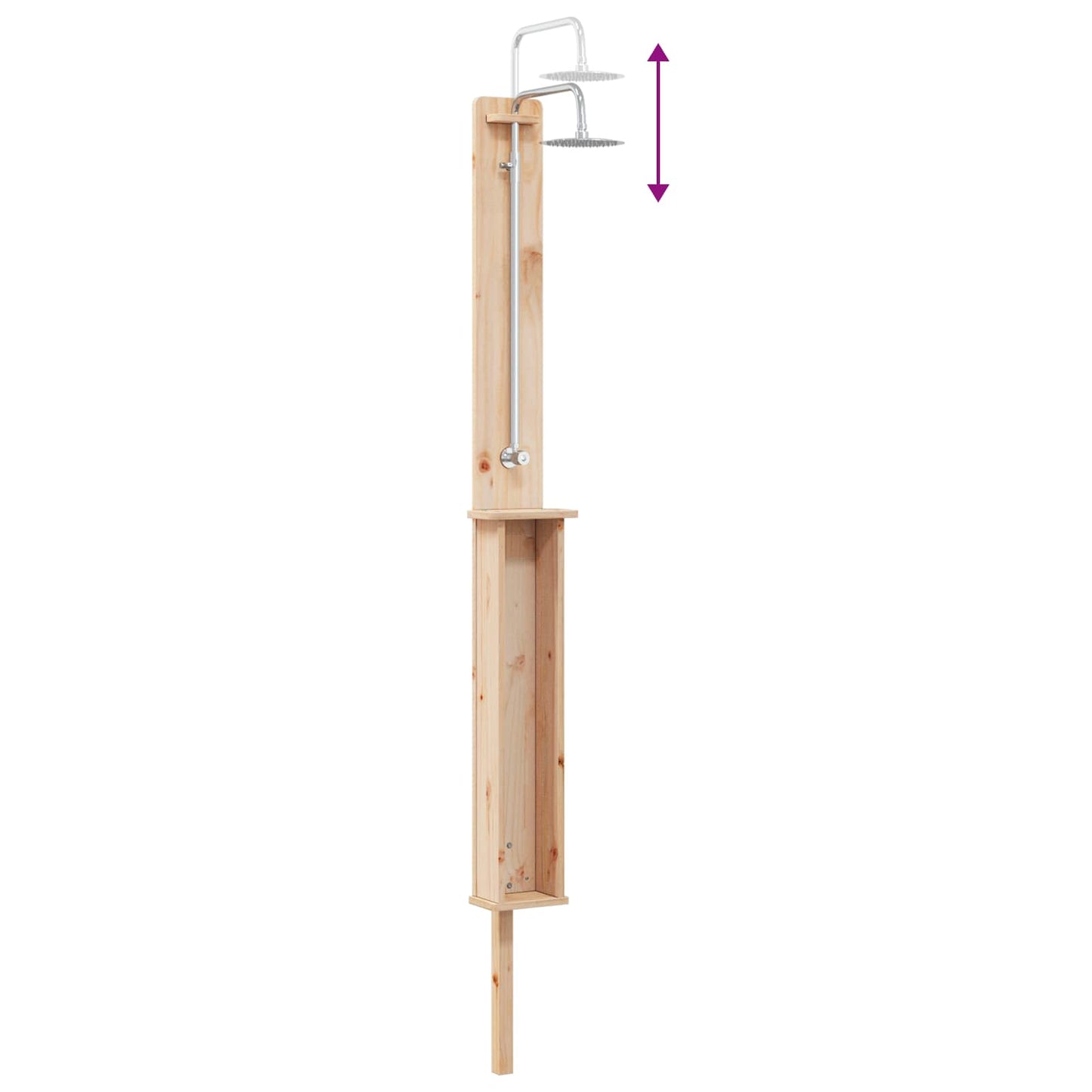 Udendørs bruser 246 cm Massivt fyrretræ og rustfrit stål