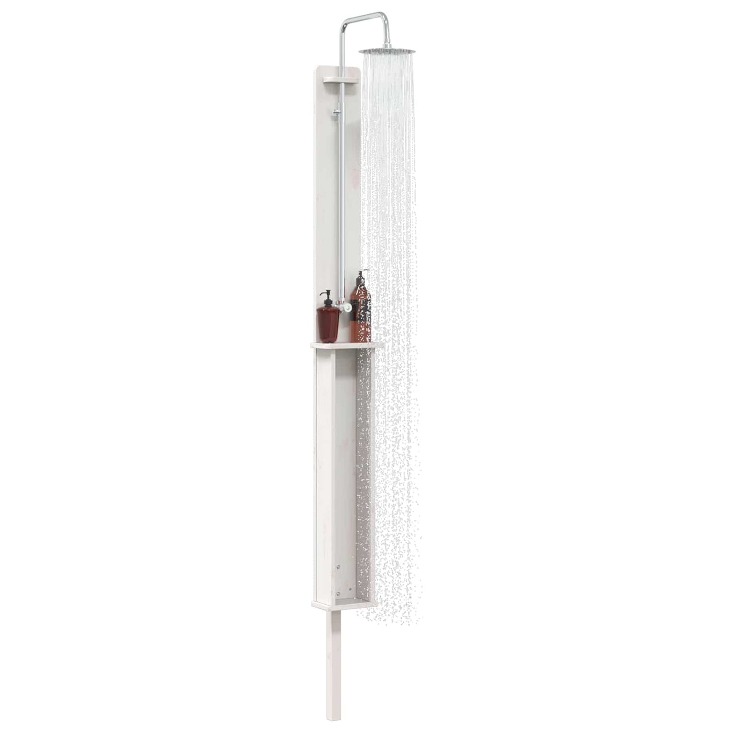Udendørs bruser 246 cm Massivt fyrretræ og rustfrit stål Hvid