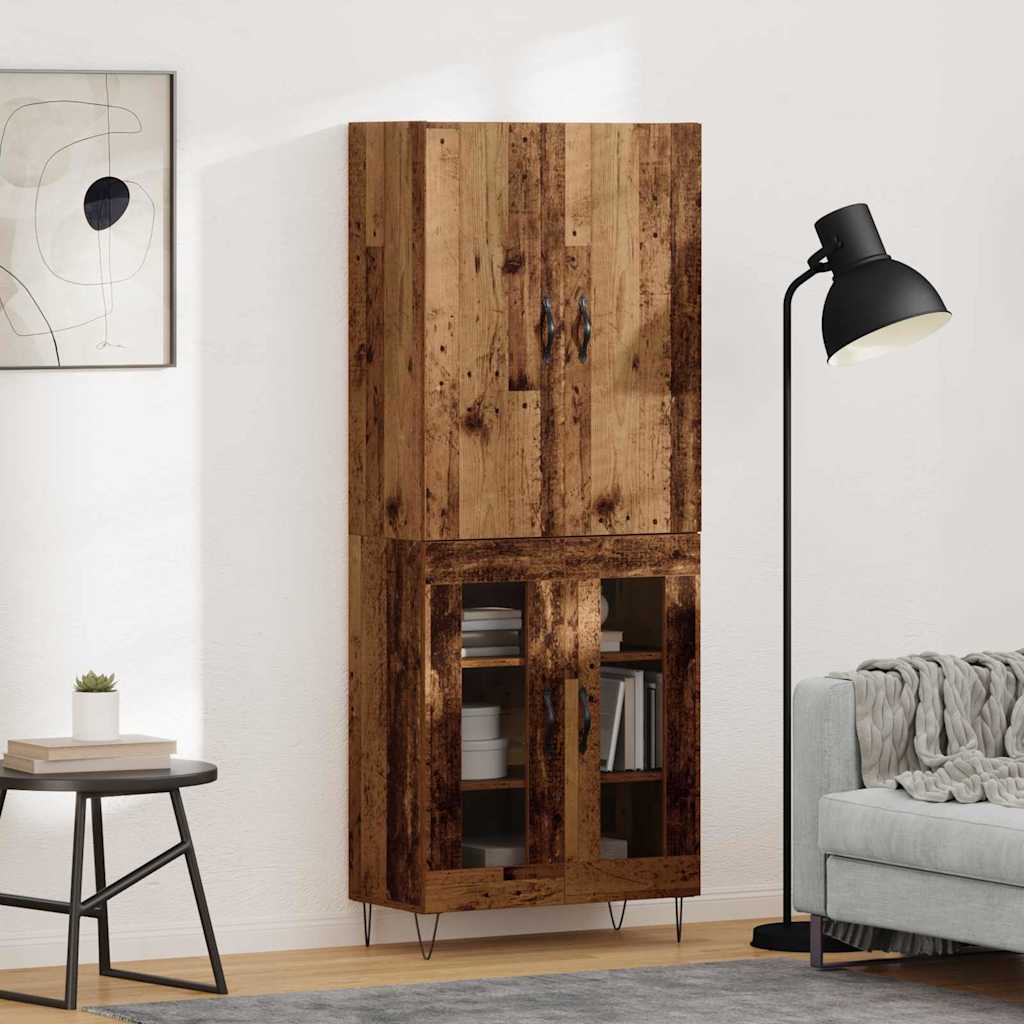 Highboard 2 stk. Gammelt træ 69,5 x 34 x 180 cm Konstrueret træ
