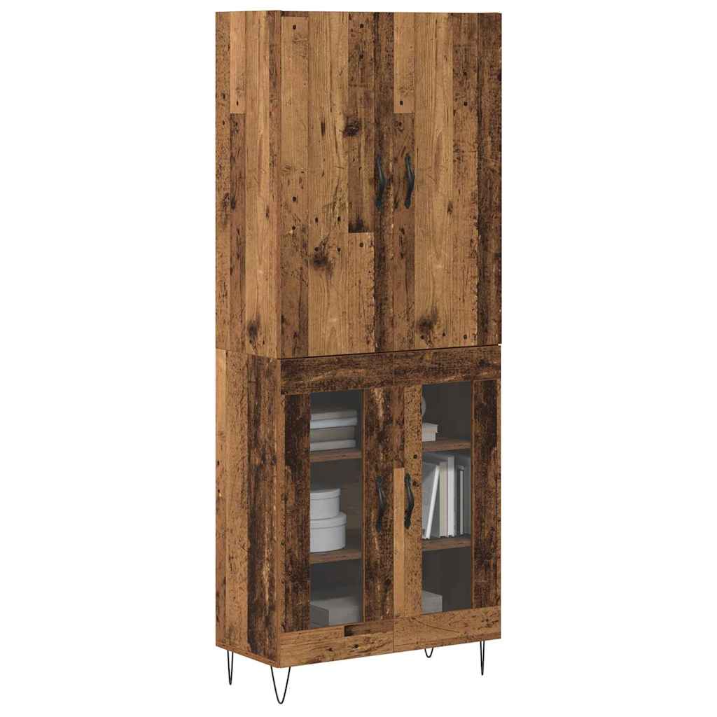 Highboard 2 stk. Gammelt træ 69,5 x 34 x 180 cm Konstrueret træ