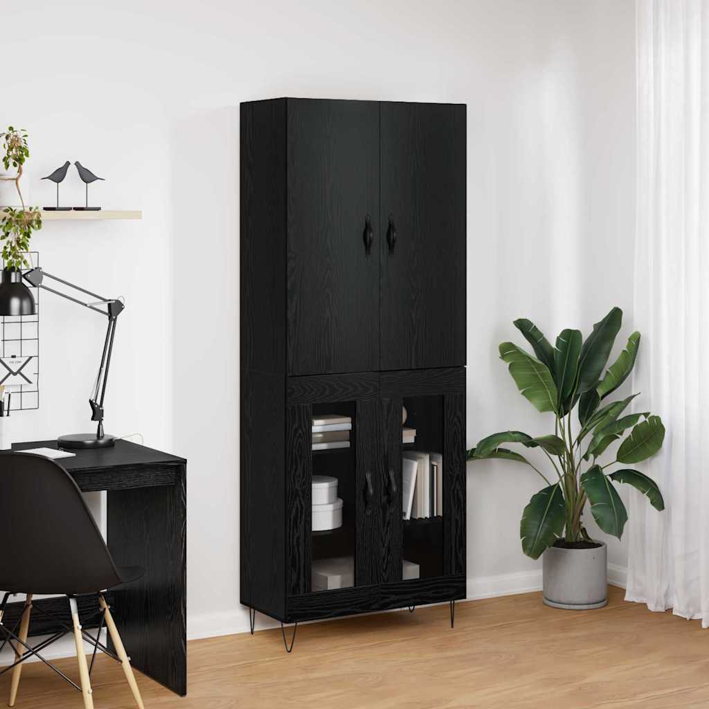 Highboard 2 stk. Sort eg 69,5 x 34 x 180 cm Konstrueret træ