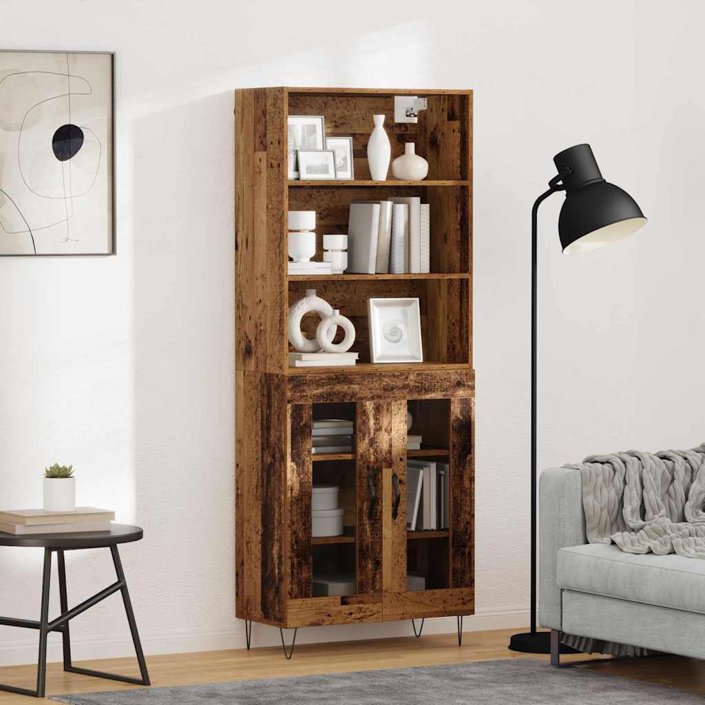 Highboard 2 stk. Gammelt træ 69,5 x 34 x 180 cm