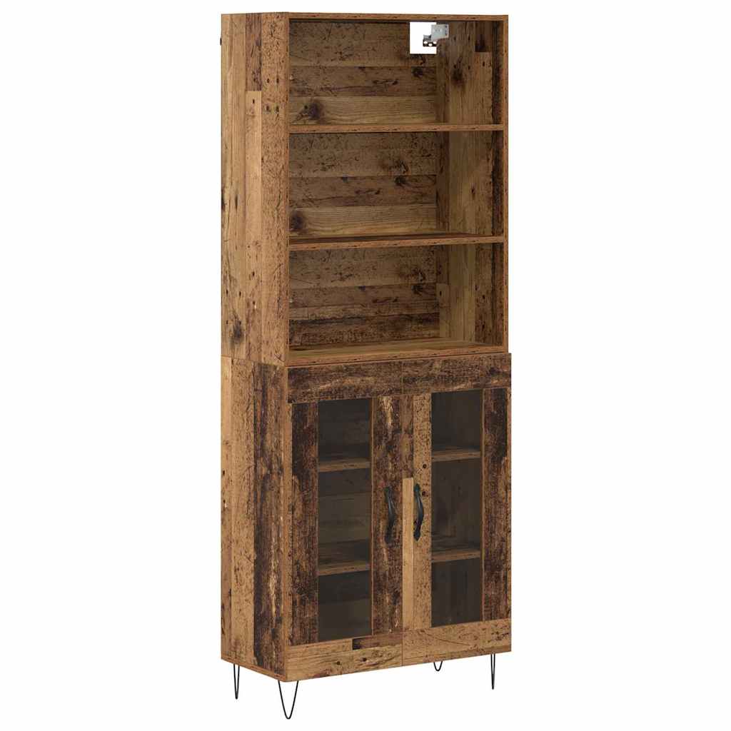 Highboard 2 stk. Gammelt træ 69,5 x 34 x 180 cm