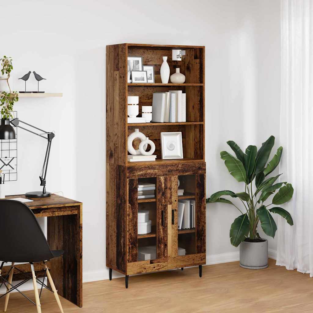 Highboard 2 stk. Gammelt træ 69,5 x 32,5 x 180 cm