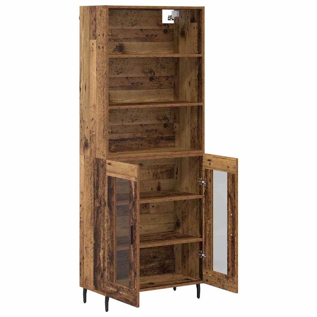 Highboard 2 stk. Gammelt træ 69,5 x 32,5 x 180 cm