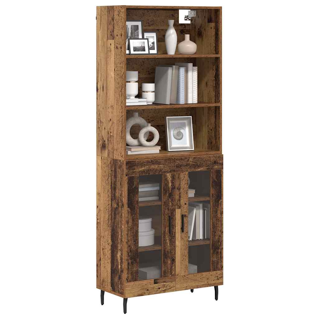 Highboard 2 stk. Gammelt træ 69,5 x 32,5 x 180 cm