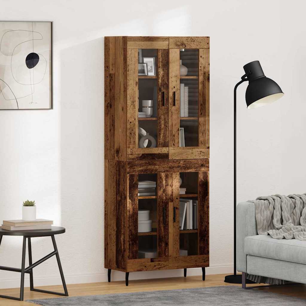 Highboard 2 stk. Gammelt træ 69,5 x 34 x 180 cm Konstrueret træ