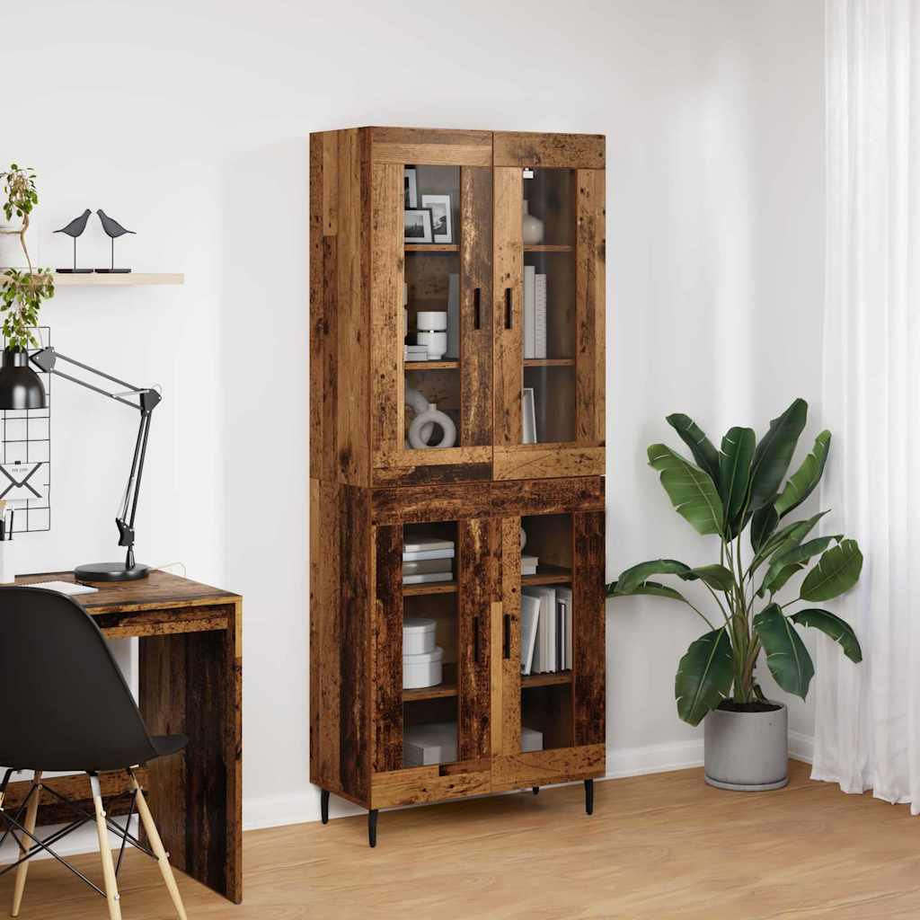 Highboard 2 stk. Gammelt træ 69,5 x 34 x 180 cm Konstrueret træ