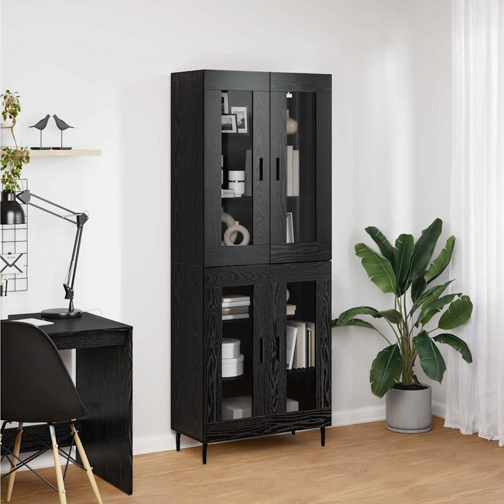 Highboard 2 stk. Sort eg 69,5 x 34 x 180 cm Konstrueret træ