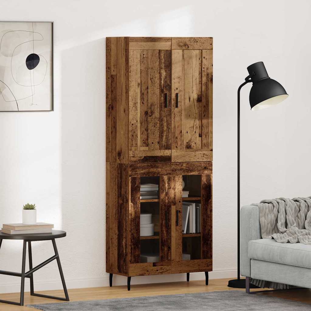 Highboard 2 stk. Gammelt træ 69,5 x 34 x 180 cm Konstrueret træ
