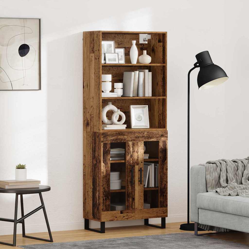 Highboard 2 stk. Gammelt træ 69,5 x 34 x 180 cm