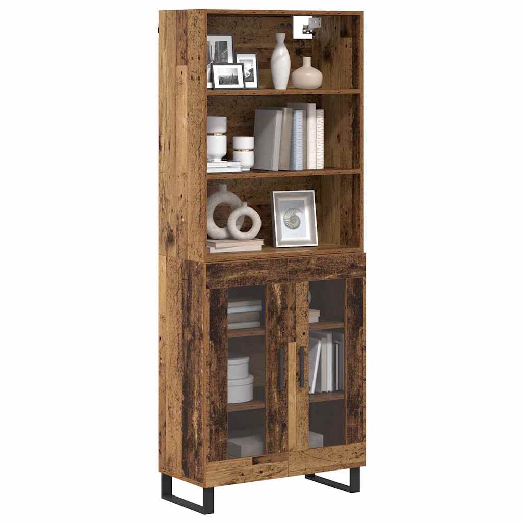 Highboard 2 stk. Gammelt træ 69,5 x 34 x 180 cm