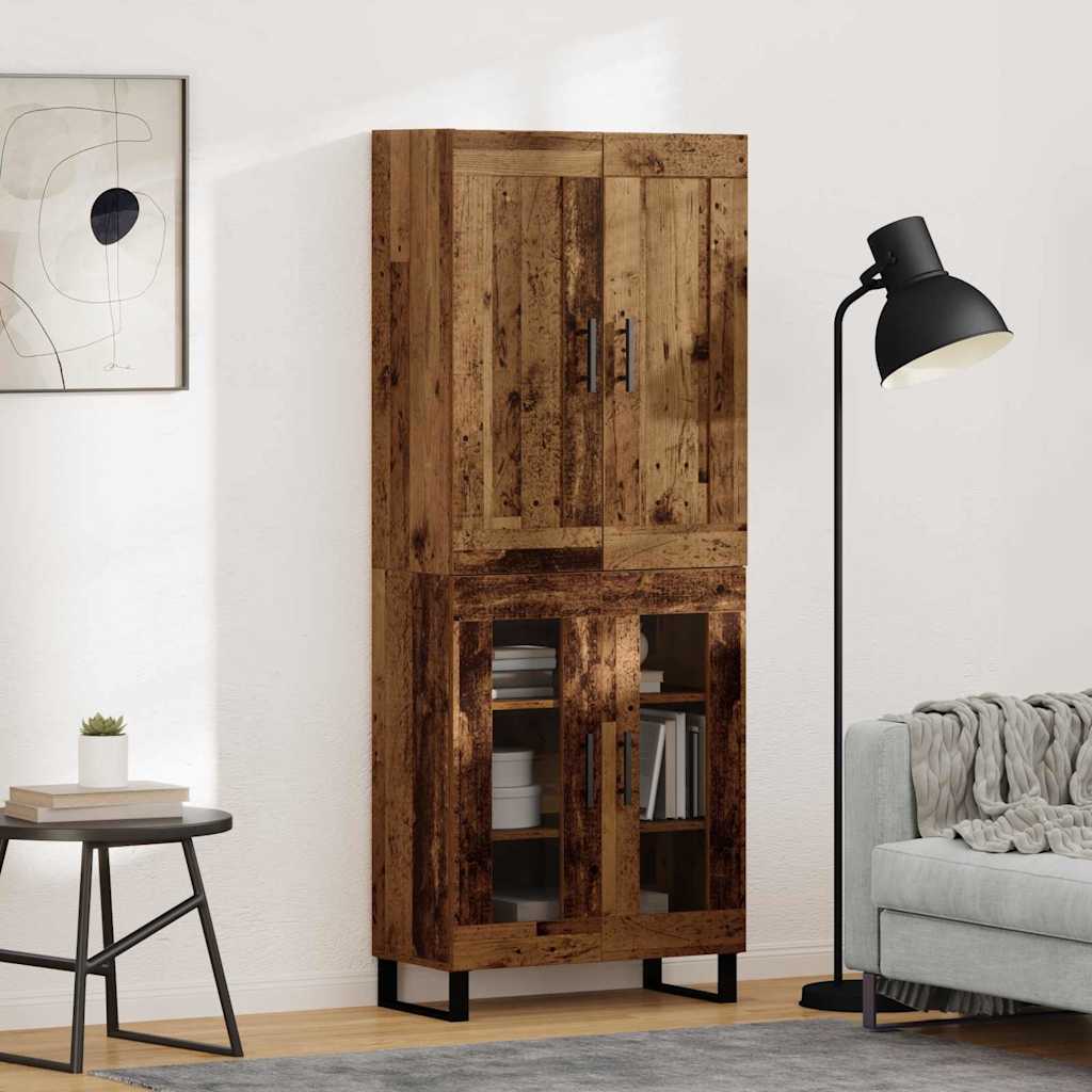 Highboard 2 stk. Gammelt træ 69,5 x 34 x 180 cm