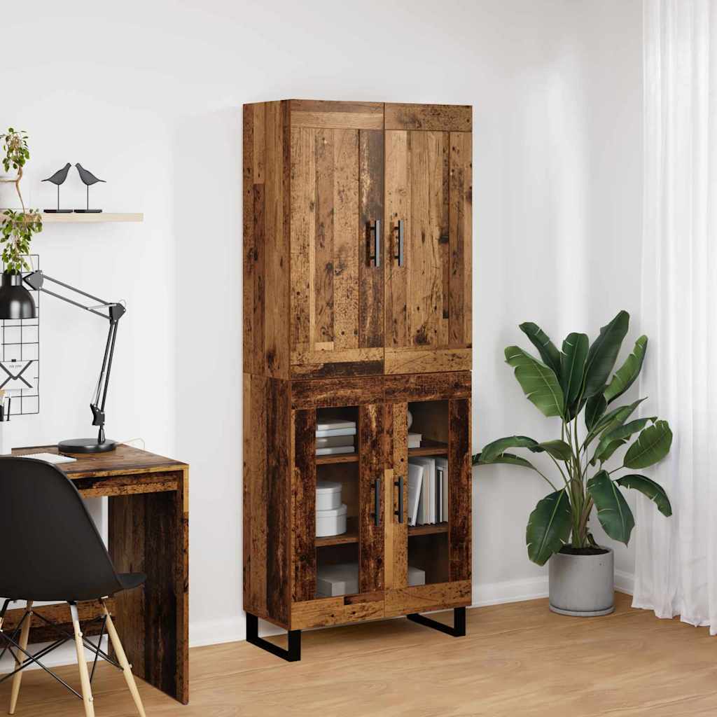 Highboard 2 stk. Gammelt træ 69,5 x 34 x 180 cm