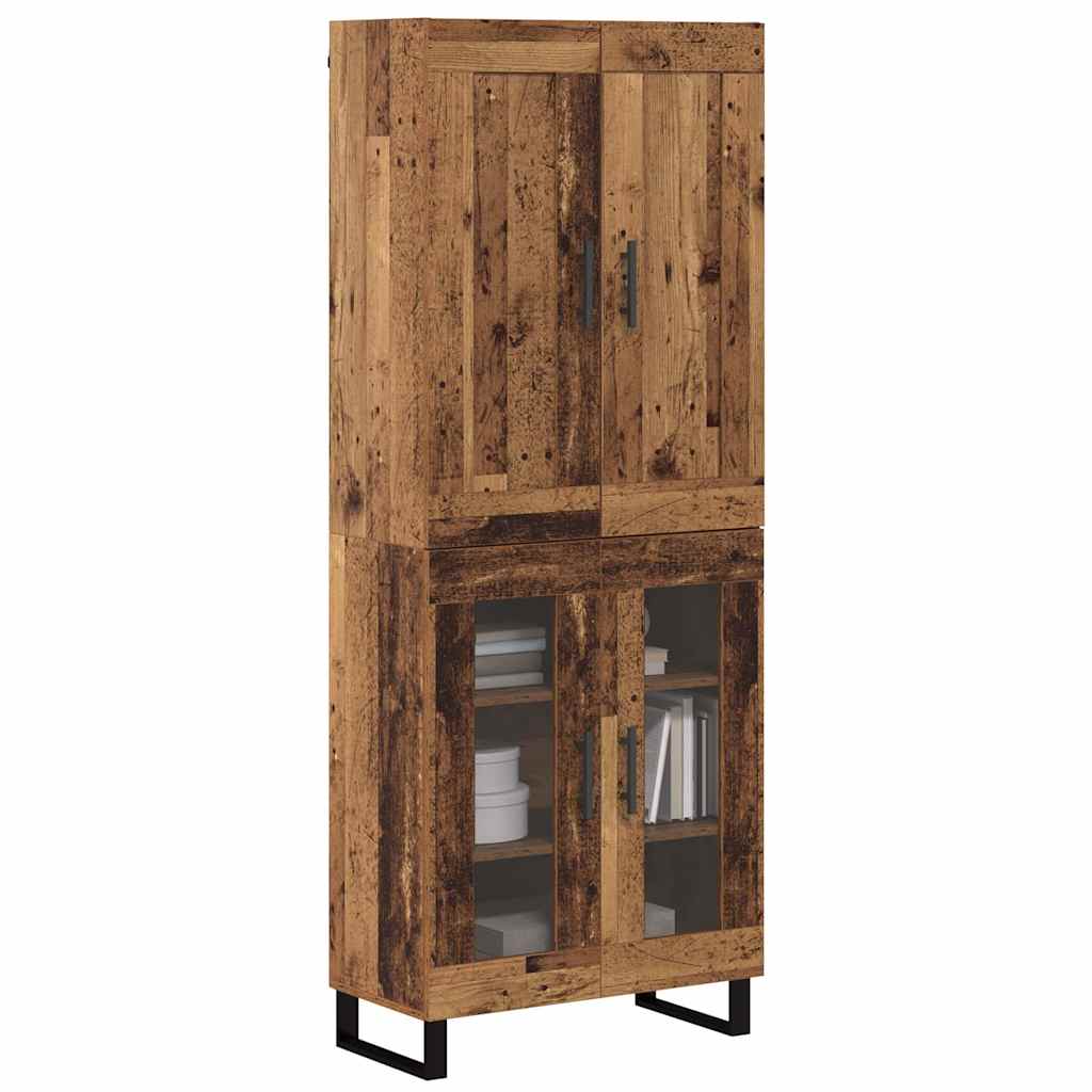 Highboard 2 stk. Gammelt træ 69,5 x 34 x 180 cm