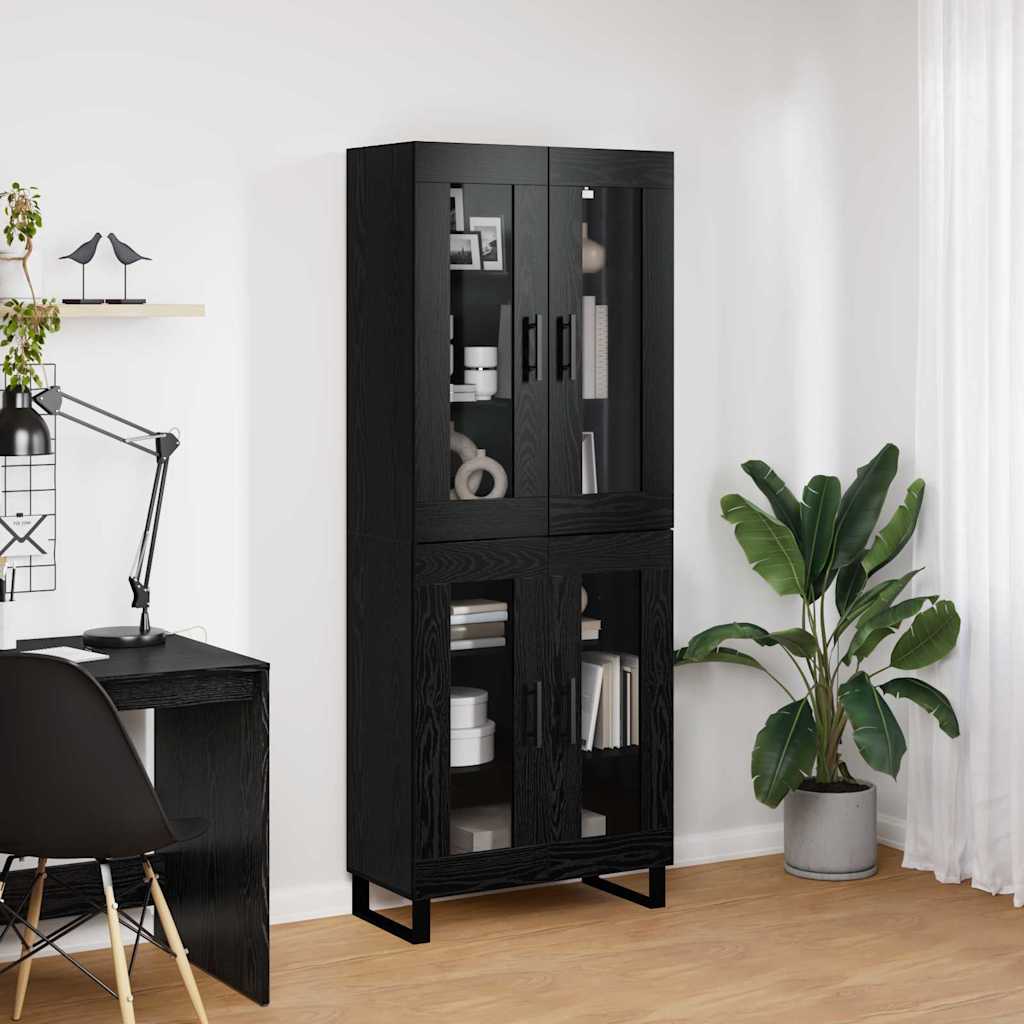 Highboard 2 stk. Sort eg 69,5 x 34 x 180 cm Konstrueret træ