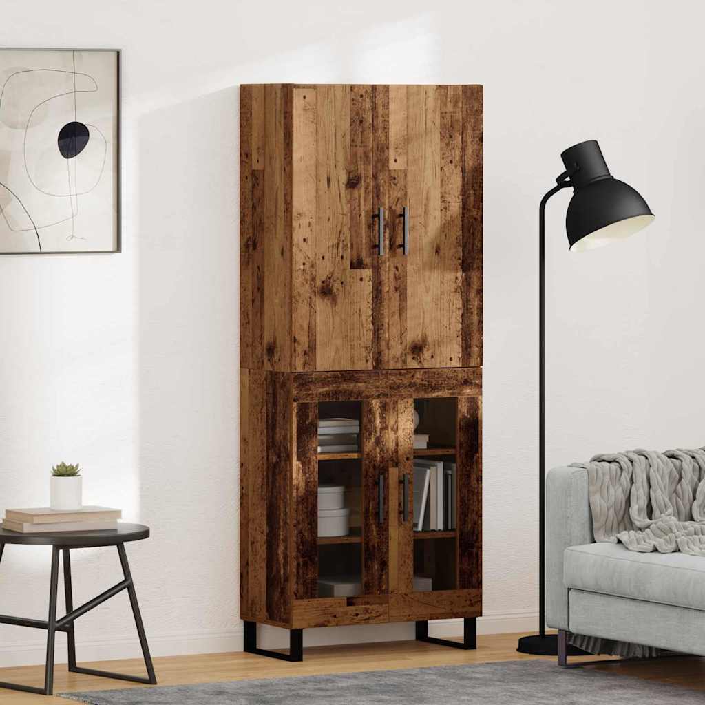 Highboard 2 stk. Gammelt træ 69,5 x 34 x 180 cm
