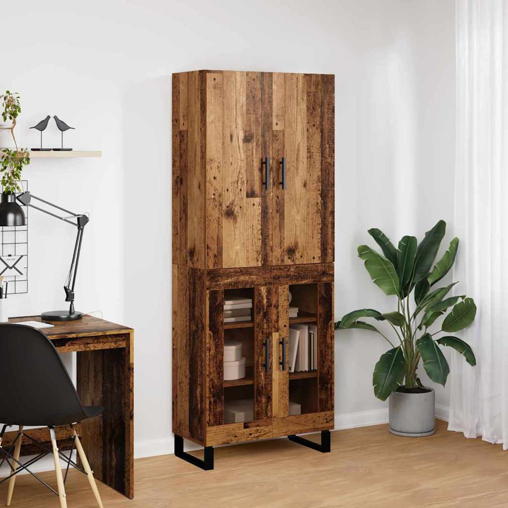 Highboard 2 stk. Gammelt træ 69,5 x 34 x 180 cm