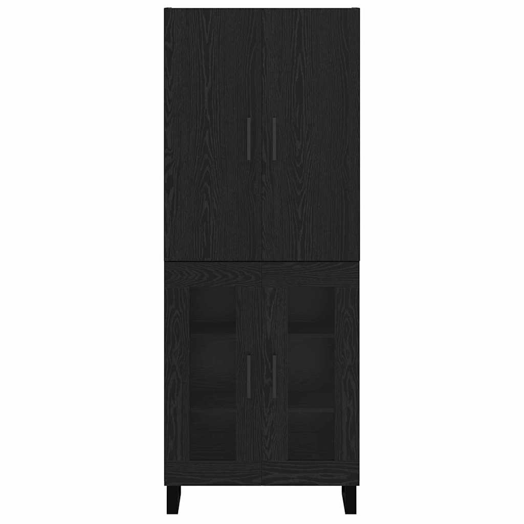 Highboard 2 stk. Sort eg 69,5 x 34 x 180 cm Ingeniørtræ og glas