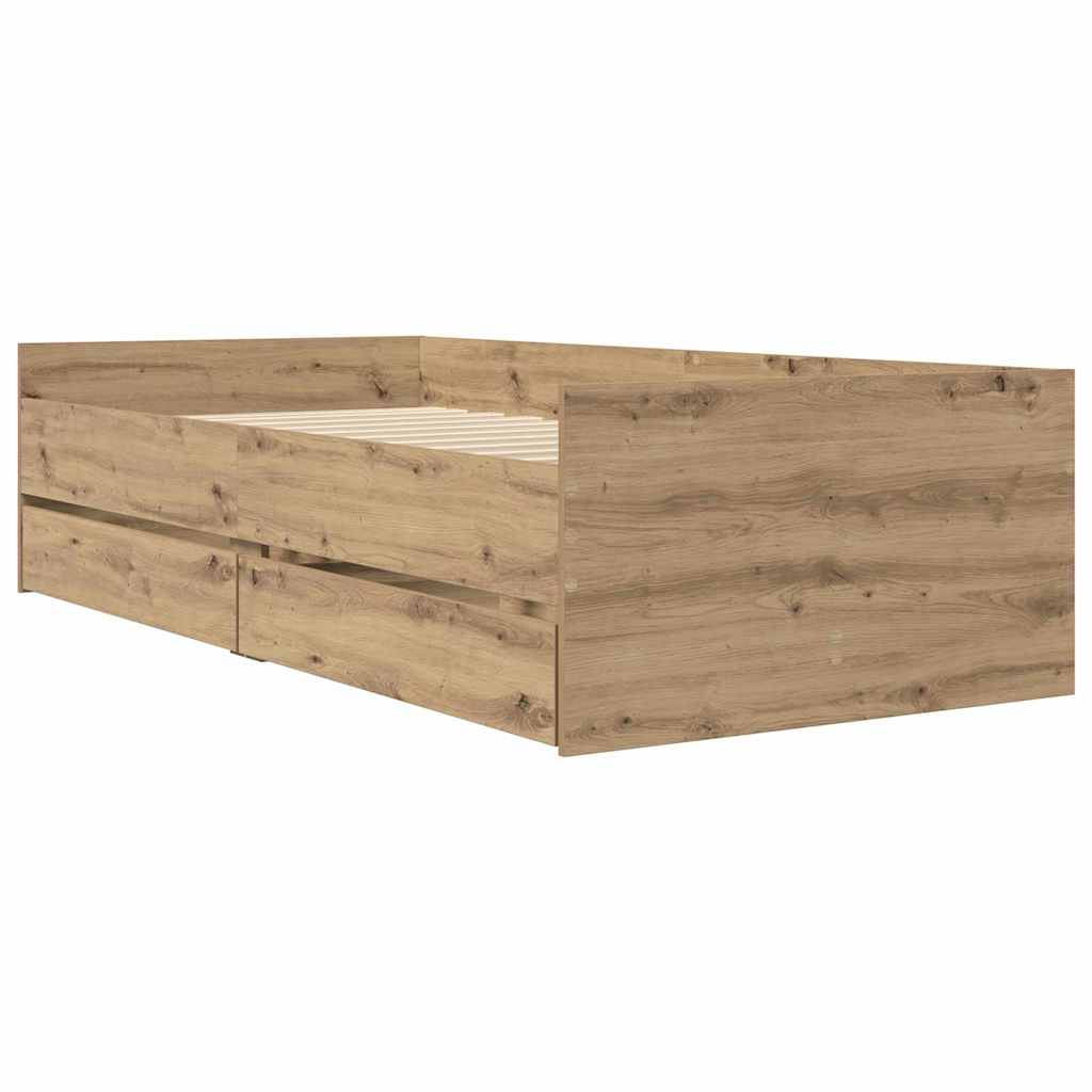Sengestel med skuffe Artisan Egetræ 90 x 200 cm Massiv fyrretræ