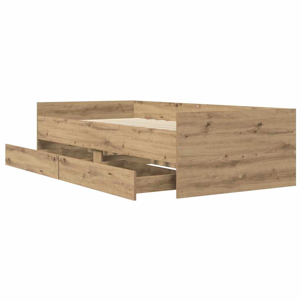 Sengestel med skuffe Artisan Egetræ 90 x 200 cm Massiv fyrretræ