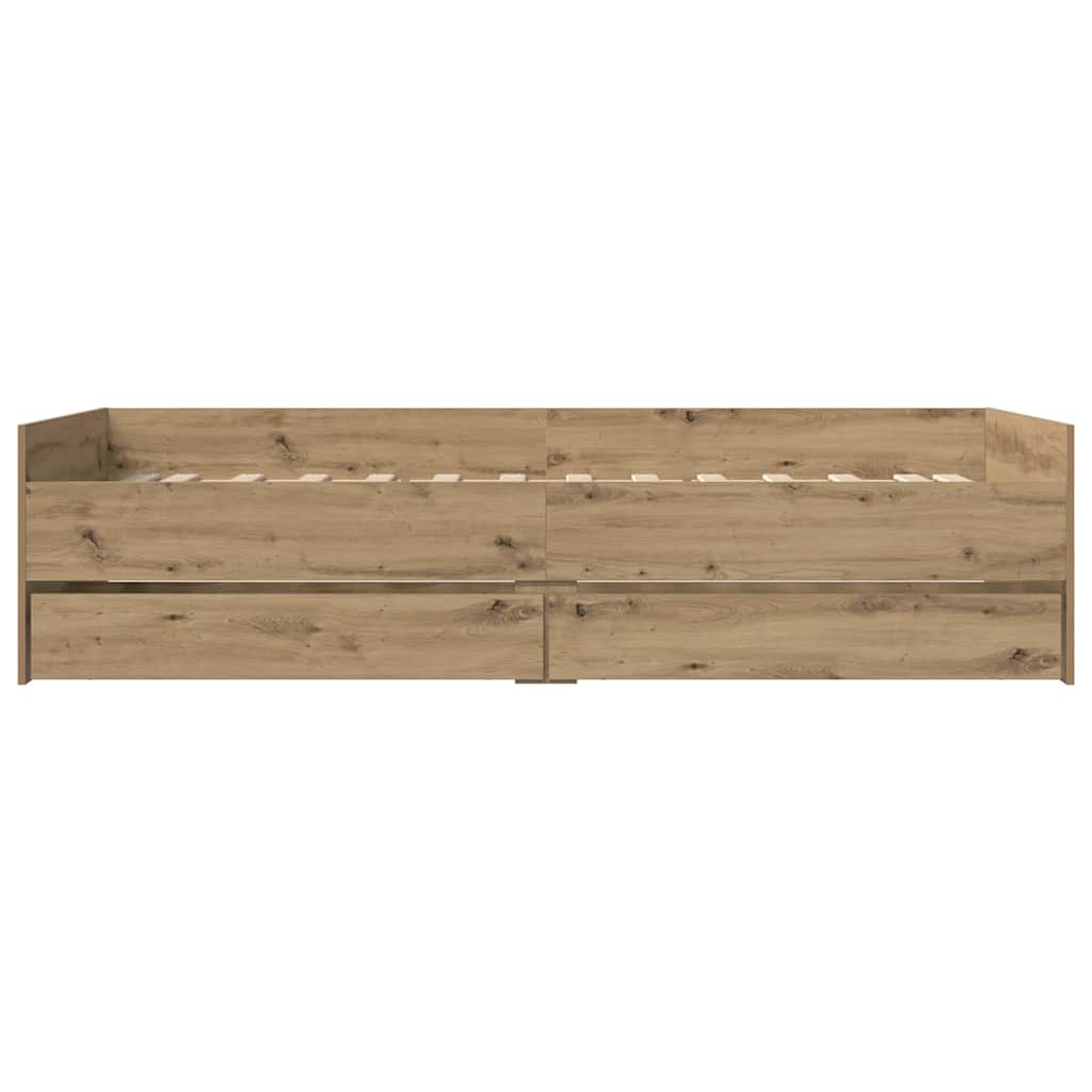 Sengestel med skuffe Artisan Egetræ 90 x 200 cm Massiv fyrretræ