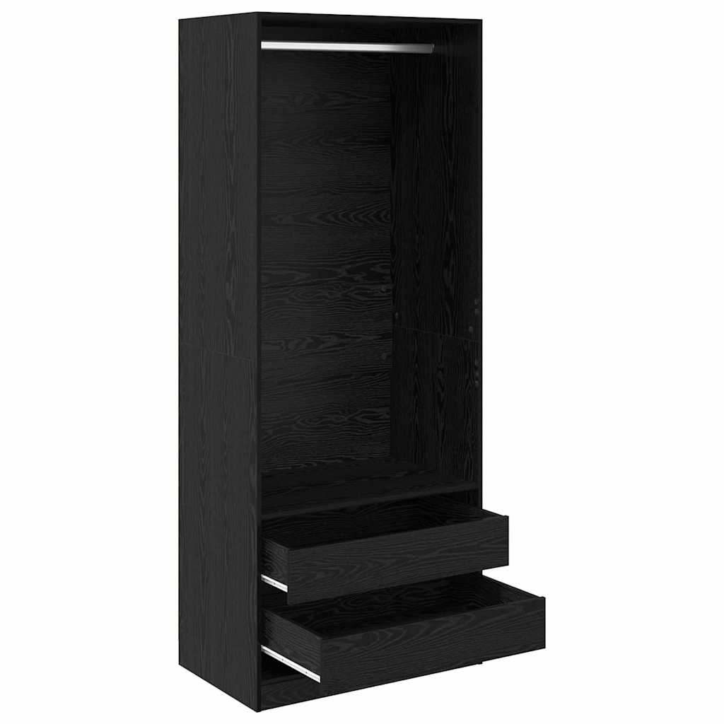 Garderobeskab Sort eg 80 x 50 x 200 cm Konstrueret træ