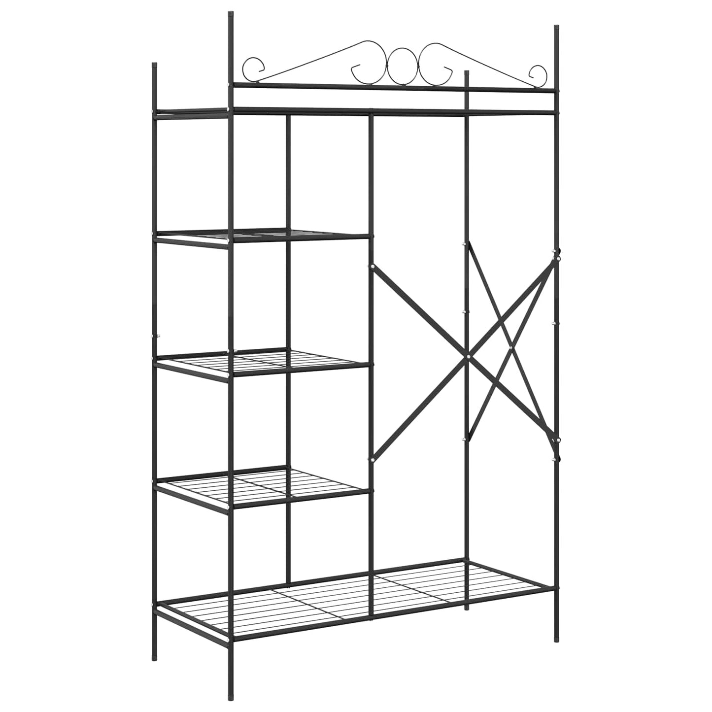Åben Garderobe med hylde Sort 104,5 x 45 x 172 cm Stål
