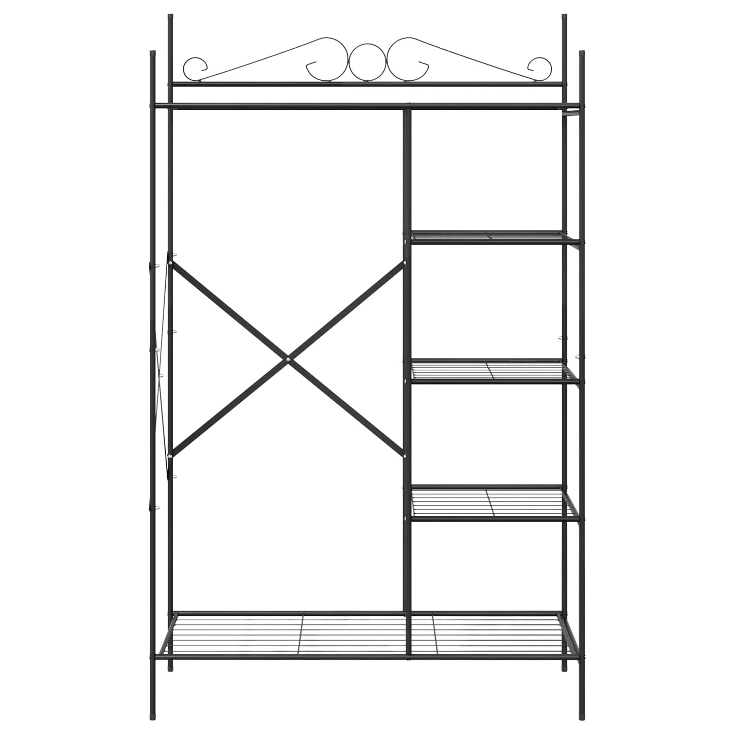 Åben Garderobe med hylde Sort 104,5 x 45 x 172 cm Stål