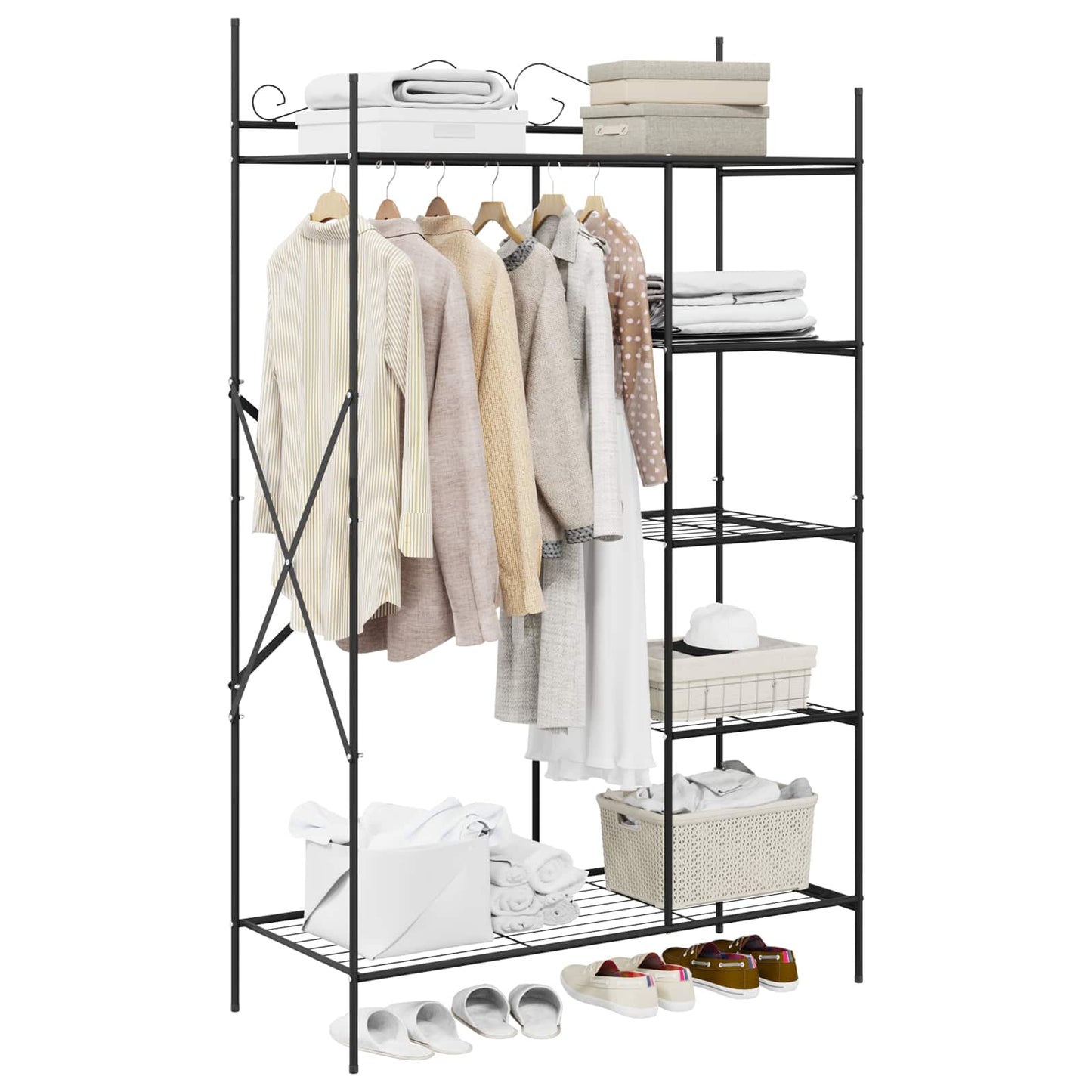 Åben Garderobe med hylde Sort 104,5 x 45 x 172 cm Stål