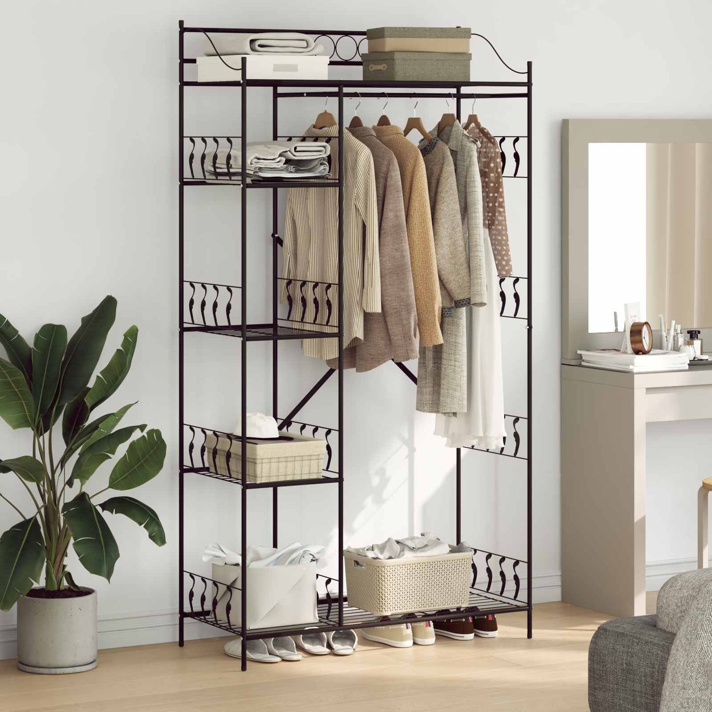 Åben Garderobe Sort 101 x 43 x 188 cm Stål