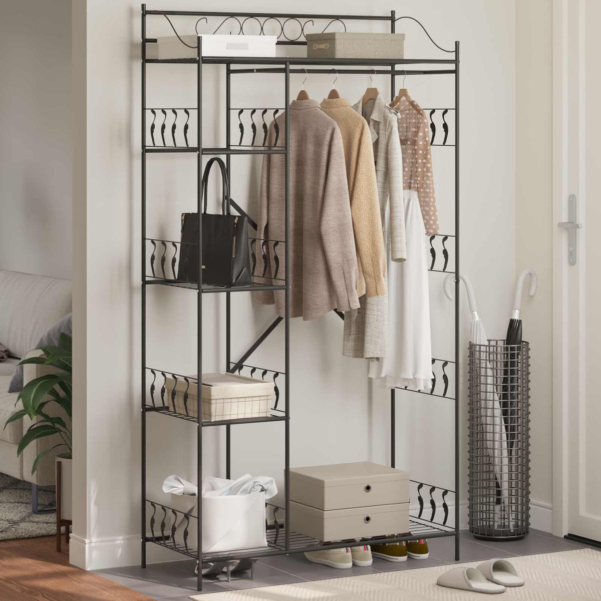 Åben Garderobe Sort 101 x 43 x 188 cm Stål