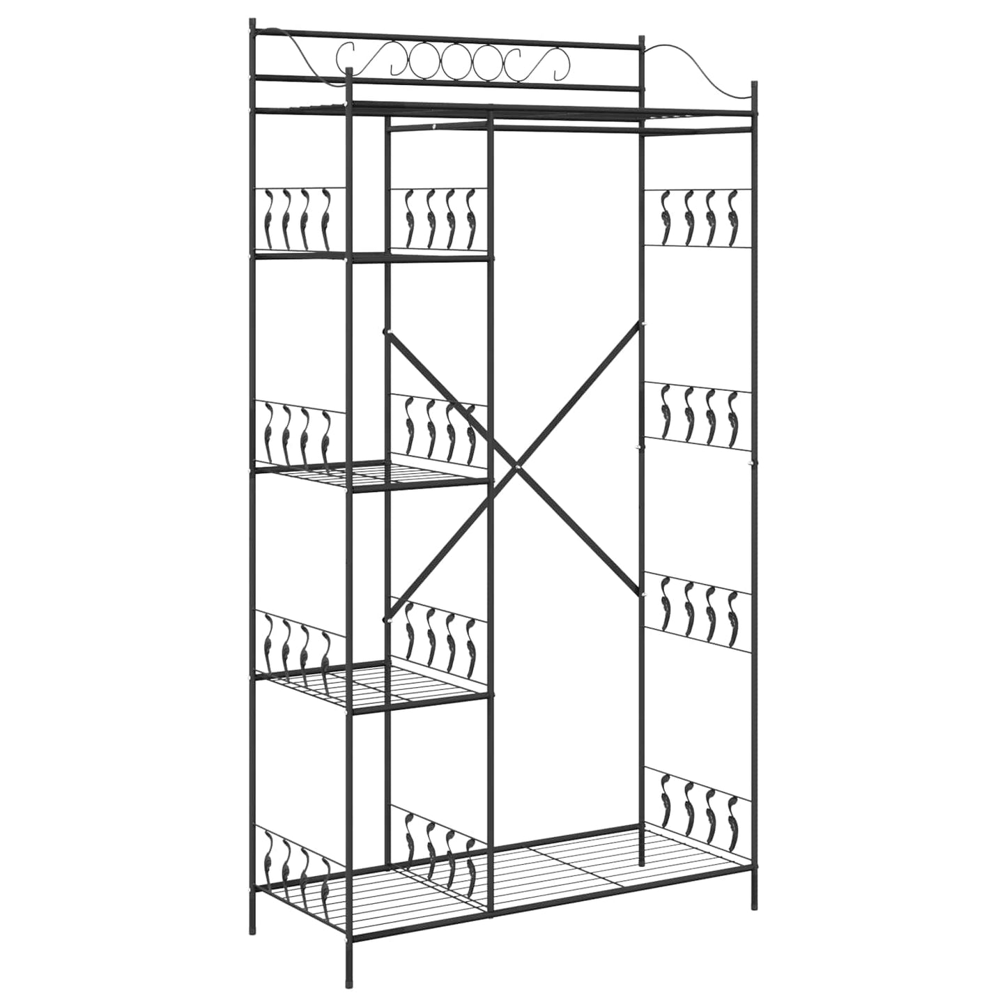 Åben Garderobe Sort 101 x 43 x 188 cm Stål