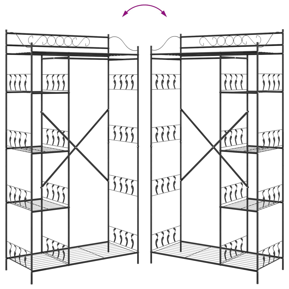 Åben Garderobe Sort 101 x 43 x 188 cm Stål