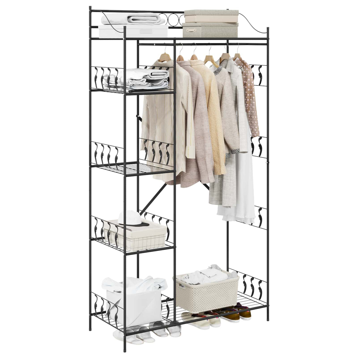 Åben Garderobe Sort 101 x 43 x 188 cm Stål