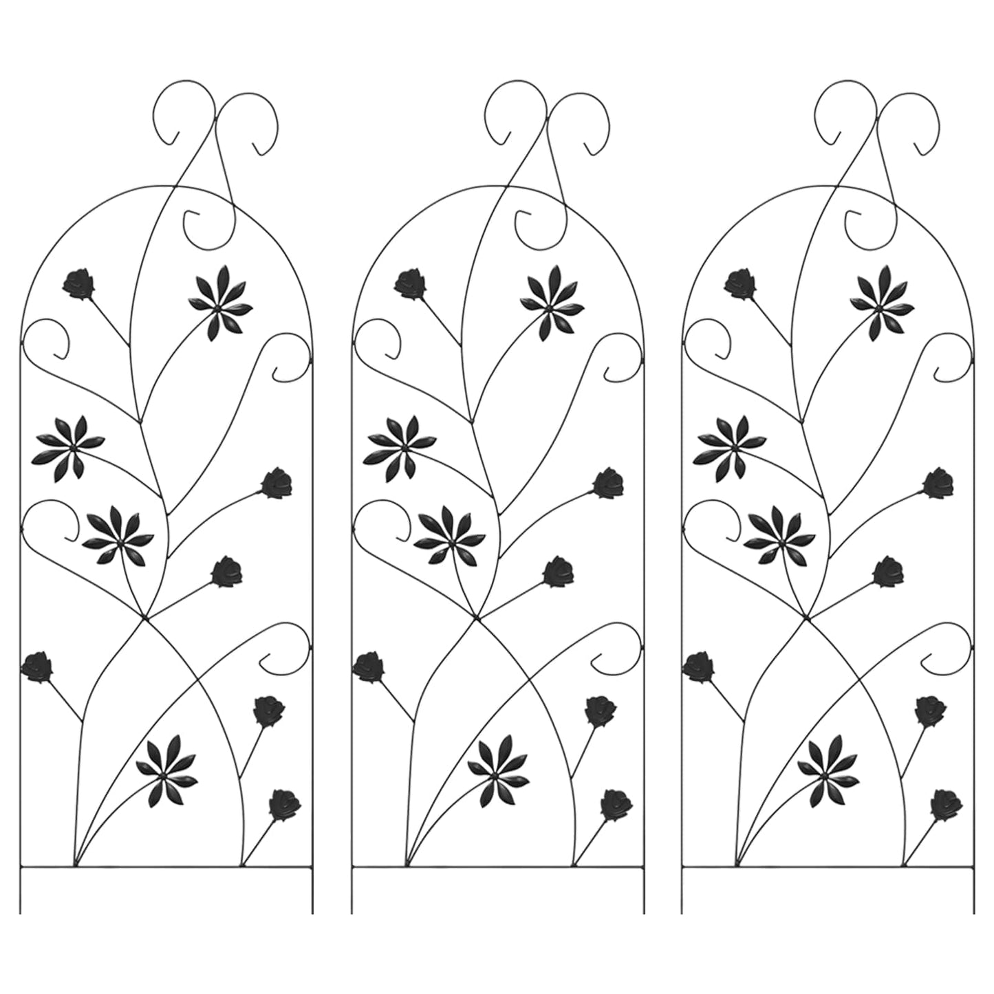 Havehegn 3 stk. Sort 112 x 39,5 cm Stål