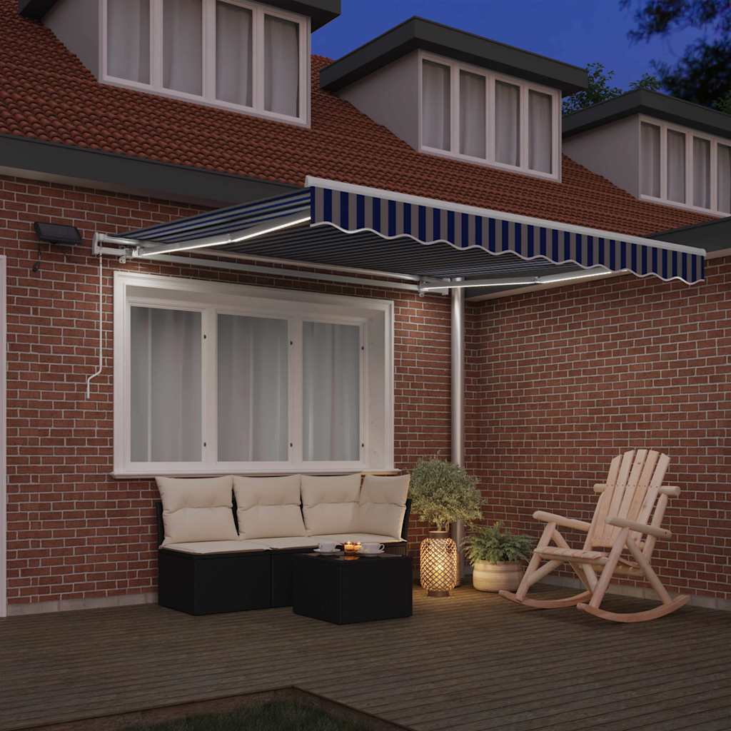 Udtrækkelig markise Blå og Hvid 350 x 250 cm