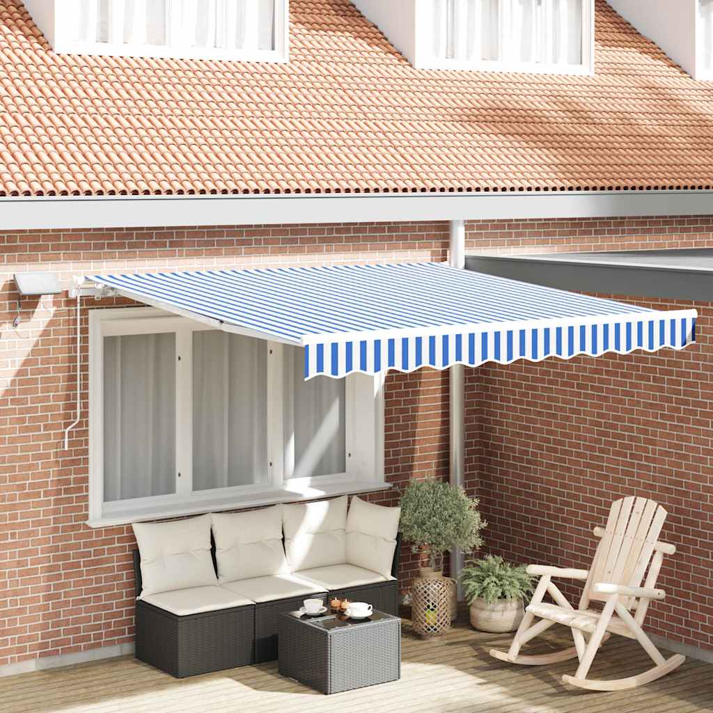 Udtrækkelig markise Blå og Hvid 350 x 250 cm
