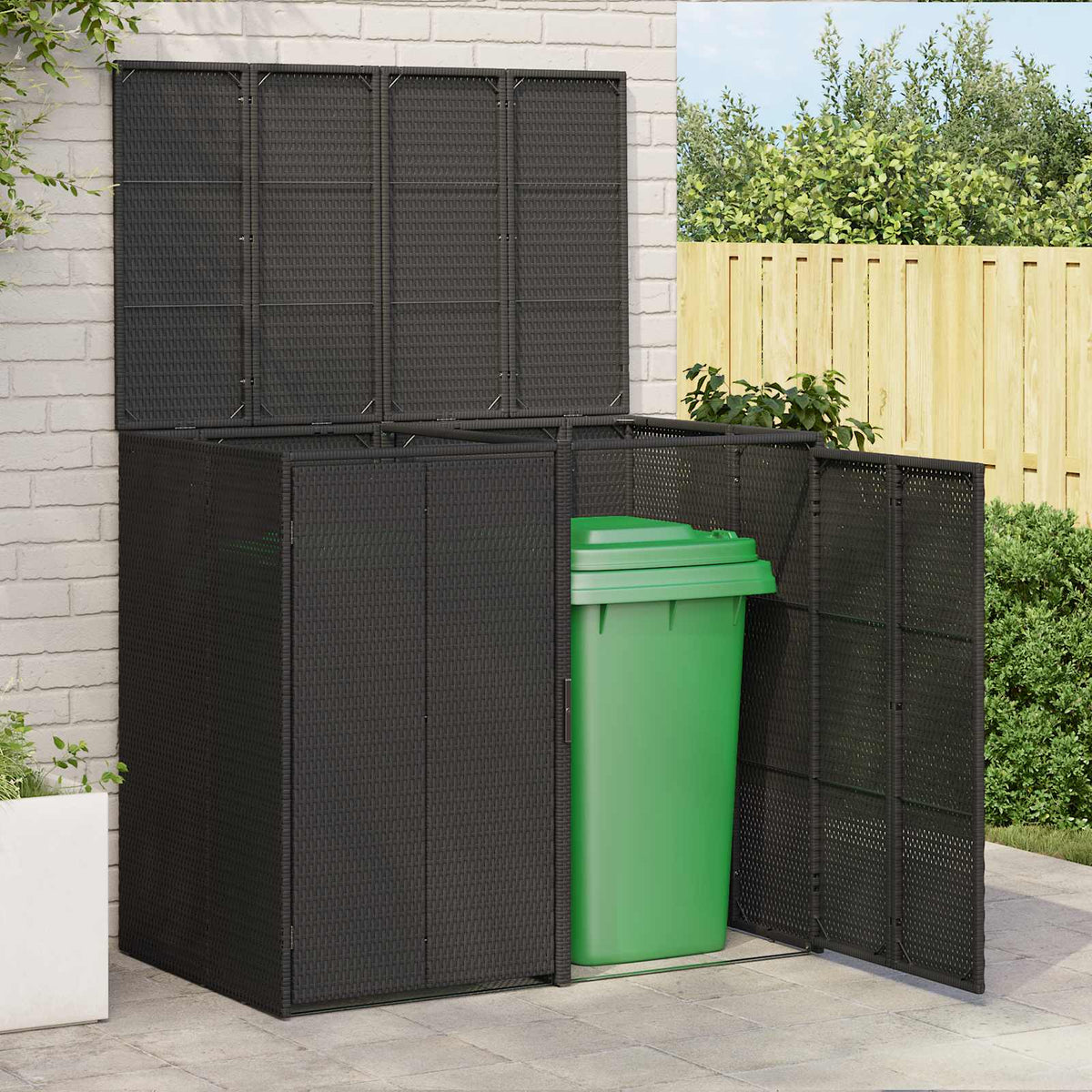 Affaldsbin boks 2 stk. Sort 130 x 80 x 115 cm Polyethylen
