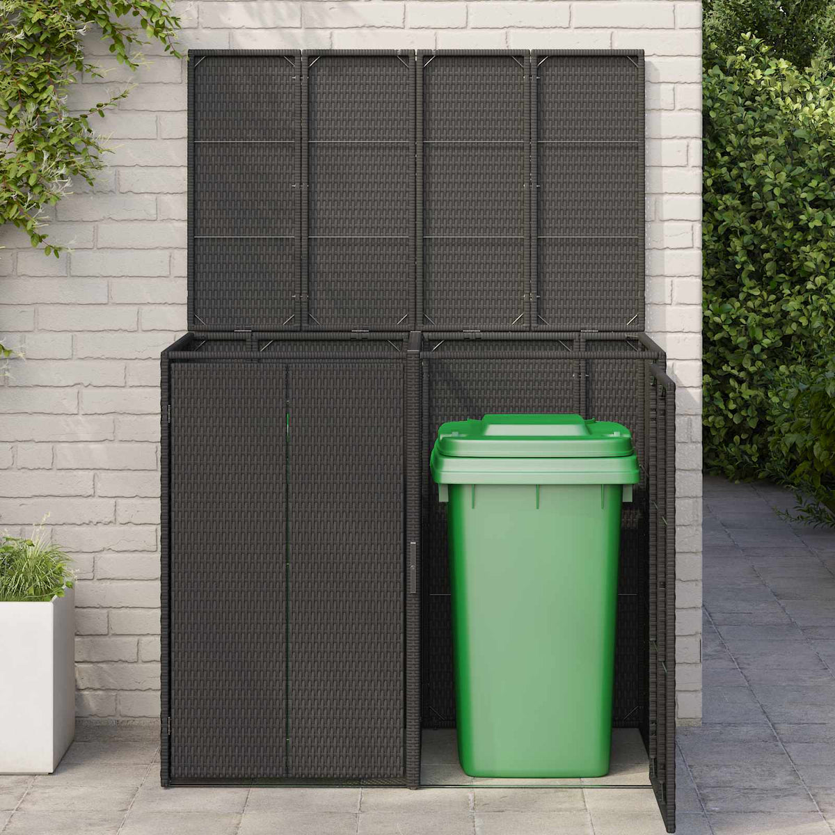 Affaldsbin boks 2 stk. Sort 130 x 80 x 115 cm Polyethylen