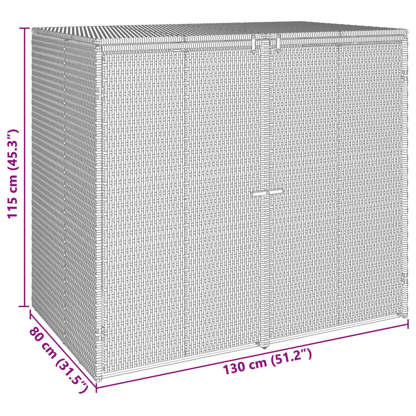 Affaldsbin boks 2 stk. Grå 130 x 80 x 115 cm Polyethylen