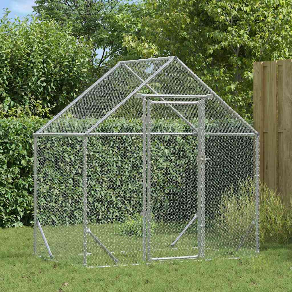 Hønsebur Sølv 170 x 100 x 177 cm Galvaniseret stål