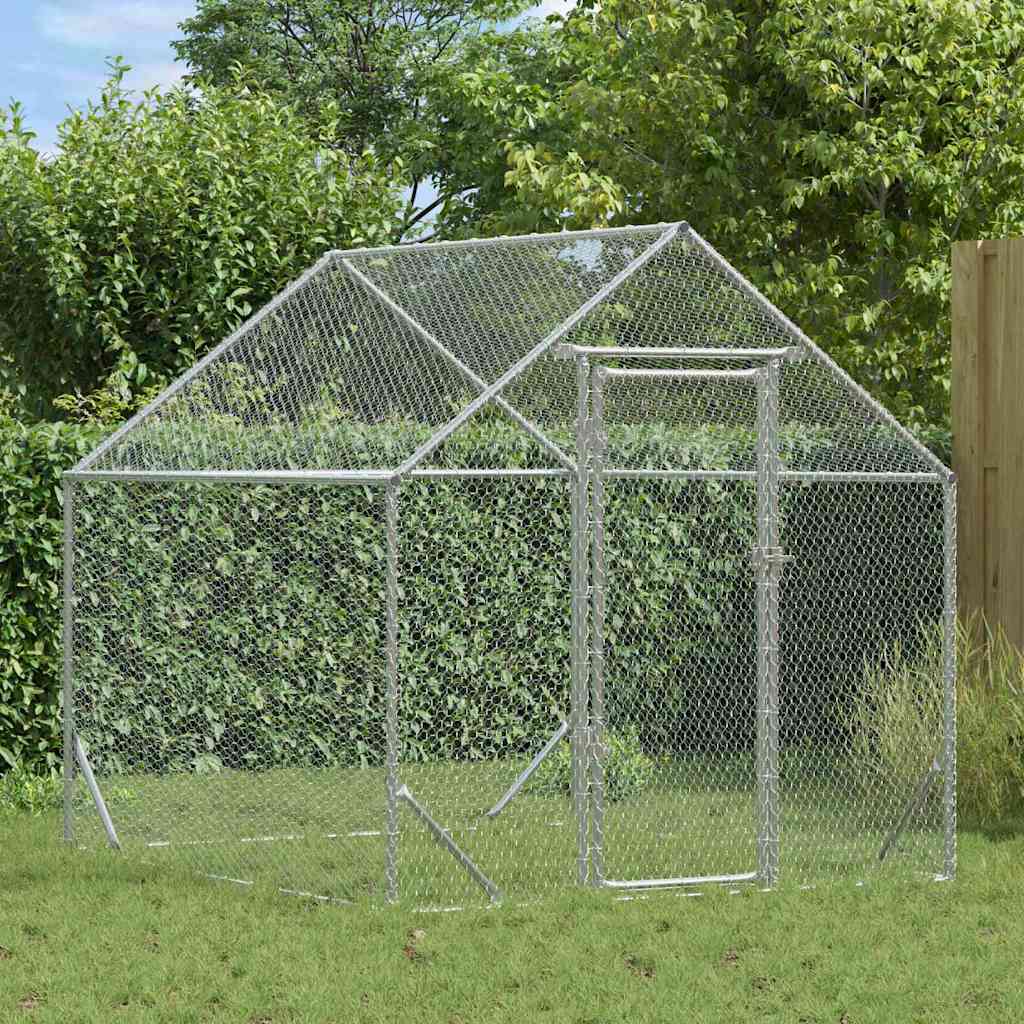 Hønsebur Sølv 200 x 170 x 177 cm Galvaniseret stål